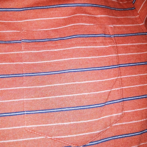 George Coral White and Blue Short Sleeve Mens Polo Style 3 Button Front Shirt - Picture 5 of 8